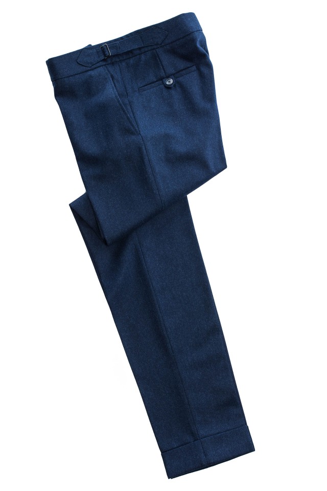 Pantaloni business flannel Albastru din Lana