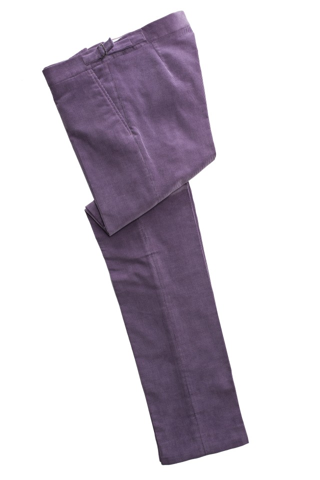Pantaloni smart casual de catifea cord Lavanda din Bumbac