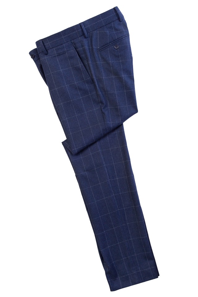 Pantalon Flannel Ferrol Bleumarin din Lana