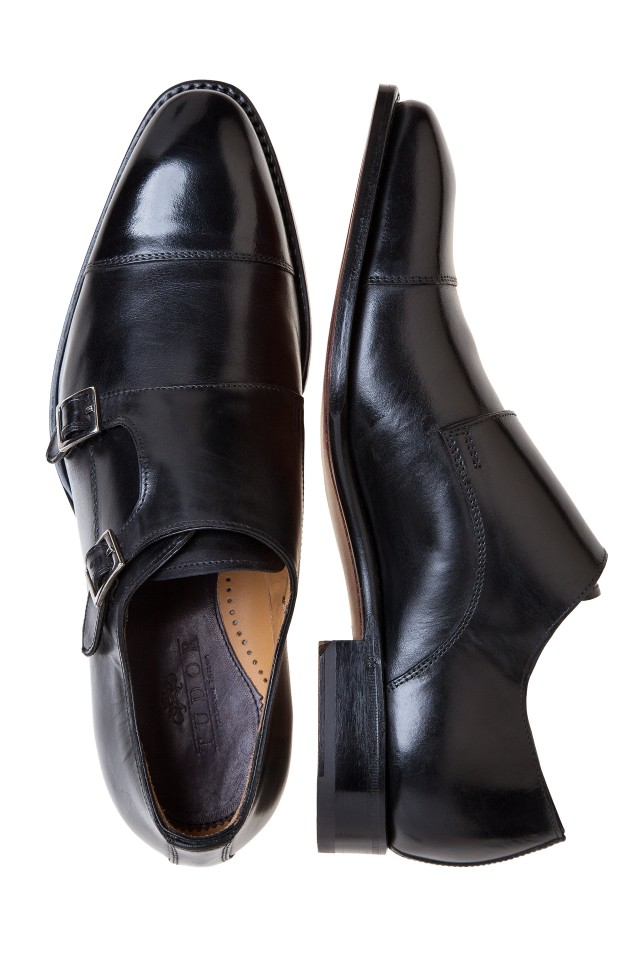 Double Monk Black Shoes