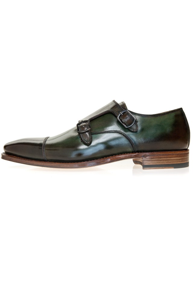 Double Monk Oliver Green Shoes