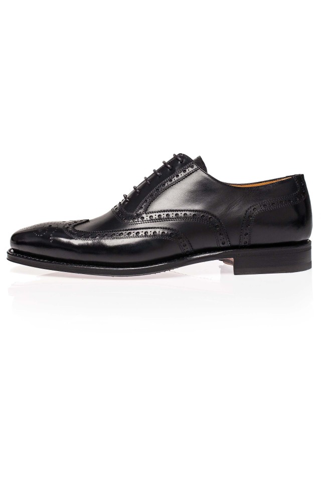 Black Oxford Full-Brogue Shoes