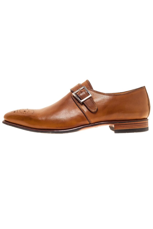 Brown single monk strap shoes