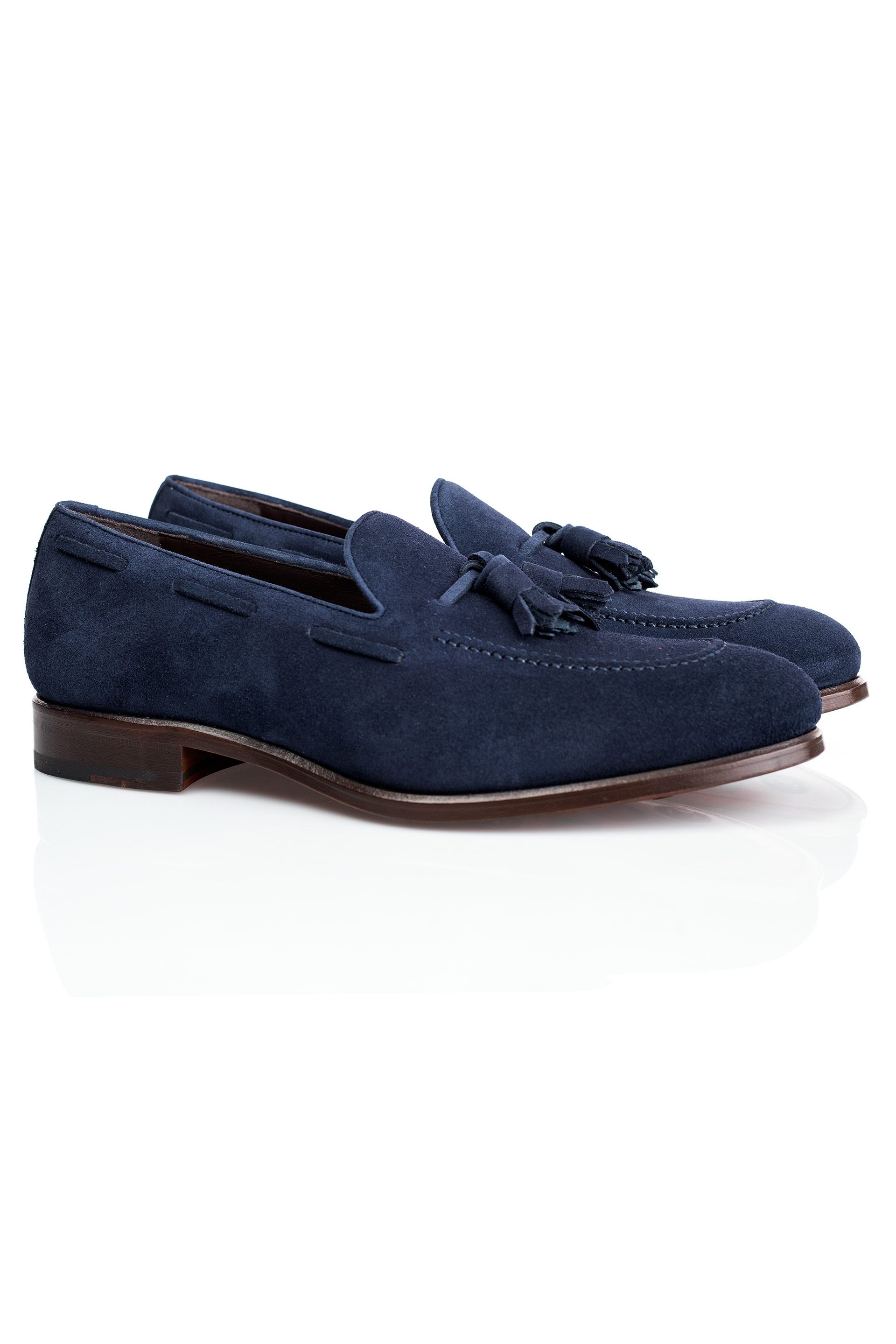 Elegant Men's Navy Suede Loafer Shoes - Tudor Tailor