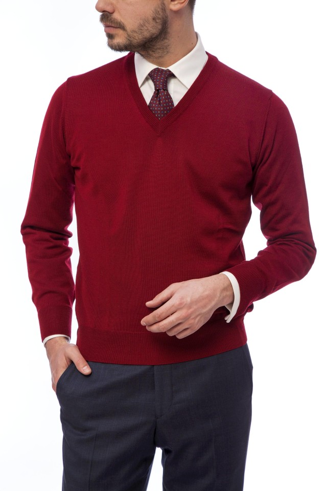 pulover rosu barbatesc
